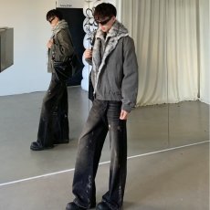 批发复古水洗做旧<b class='q'>牛仔裤</b>男女潮牌高级感美式街头情侣宽松休闲裤子