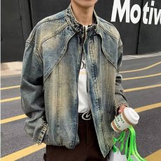 批发2025潮牌美式复古解构拼接<b class='q'>牛仔</b>外套男女宽松小众潮流高街夹克