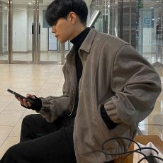 批发麂皮绒韩系春秋<b class='q'>外套</b><b class='q'>男士</b>痞帅高街<b class='q'>夹克</b>秋季高级感风格穿搭潮流衣服