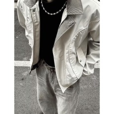 批发美式格子<b class='q'>外套</b><b class='q'>男士</b>春秋2025新款休闲男生春季立领工装飞行<b class='q'>夹克</b>