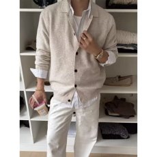 批发百搭时尚新款秋冬新款长袖针织衫百搭翻领宽松慵懒休闲外套潮流