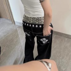 批发美式高街vibe风痞帅炸街微微喇<b class='q'>牛仔裤</b>男潮牌修身显瘦直筒长裤