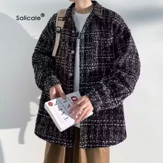 批发美式翻领<b class='q'>夹克</b><b class='q'>男士</b>秋冬季2025爆款小香风潮牌格子<b class='q'>外套</b>时尚慵懒文艺