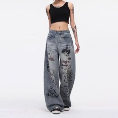 批发美式<b class='q'>牛仔裤</b>男宽松直筒潮牌高街涂鸦潮流复古休闲裤子男春夏个性潮
