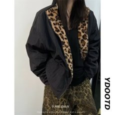 批发美式复古情侣装豹纹棉服双面穿外套保暖潮牌欧美<b class='q'>街头</b>秋冬新款棉衣
