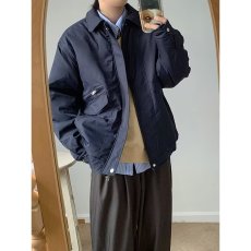 批发春秋新款假两件翻领夹棉<b class='q'>夹克</b><b class='q'>外套</b><b class='q'>男士</b>休闲上衣修身痞帅时尚外衣潮