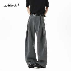 批发美式立体A字廓形褶皱<b class='q'>西裤</b><b class='q'>男</b>2025夏季cleanfit宽松垂坠感拖地长裤