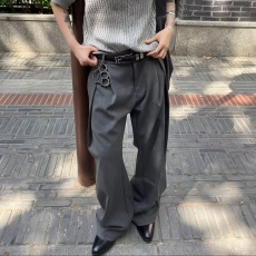 批发韩国 春夏立体工字褶A字廓形弯刀TR<b class='q'>西裤</b>通勤cleanfit休闲裤<b class='q'>男</b>女款