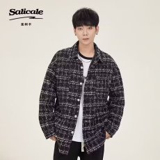 批发粗花呢小香风格子<b class='q'>外套</b><b class='q'>男士</b>春秋季冬款高级感宽松休闲男生翻领<b class='q'>夹克</b>