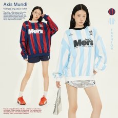 批发时尚华棉美式<b class='q'>潮牌</b>条纹撞色字母圆领<b class='q'>卫衣</b>男2024新款情侣运动上衣女