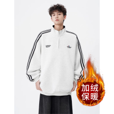 批发潮流<b class='q'>潮牌</b>秋季美式复古织带刺绣开衫<b class='q'>卫衣</b>男女<b class='q'>潮牌</b>宽松立领运动夹克