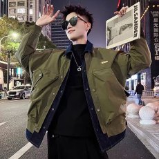 批发男春秋2025新款夹克多口袋休闲高级宽松翻领<b class='q'>衬衫</b>工装<b class='q'>男装</b>外套