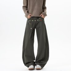 批发美式双褶皱弯刀<b class='q'>西裤</b><b class='q'>男</b>女春季新款潮牌宽松高级感直筒阔腿休闲长裤