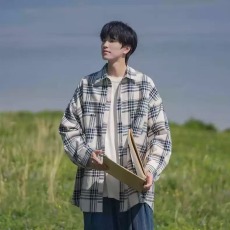 批发格子<b class='q'>衬衫</b>男长袖年春季新款日式复古宽松学生潮牌<b class='q'>衬衣</b>外套男潮