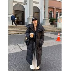 批发过膝长款超大被子棉服学生外套2024冬装新款女连帽加厚潮无品牌