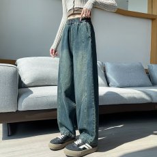 批发复古做旧牛仔<b class='q'>裤</b>女秋季大码胖mm宽松休闲遮肉<b class='q'>垮</b><b class='q'>裤</b>设计感萝卜老爹<b class='q'>裤</b>