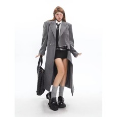 批发小众解构立体廓形毛呢大衣<b class='q'>男</b>金属飞机扣设计高级感风衣<b class='q'>西装</b>