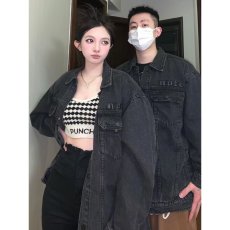 批发高街复古黑灰水洗做旧牛仔夹克男女秋季潮牌百搭休闲宽松工装外套