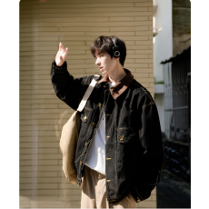 批发日系拼色水洗<b class='q'>牛仔外</b><b class='q'>套男</b>秋冬潮牌重工男生工装夹克衫