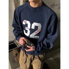 批发美式复古数字贴布绣圆领球服卫衣男女宽松<b class='q'>百搭</b>高级感运动上衣