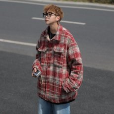 批发小香风翻领外套男春秋季ins潮牌<b class='q'>街头</b>痞帅格子衬衫高级感休闲夹克