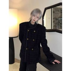 批发春秋冬季高级感韩版时尚套装短款小香风毛呢西服<b class='q'>男</b>士编织法式外套