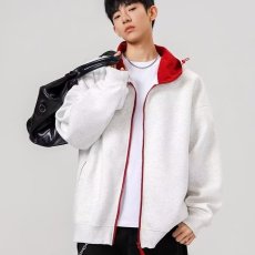 批发黑色日系高级感简约百搭潮牌拉链男生落肩袖重磅帽衫2025<b class='q'>春</b>秋开衫