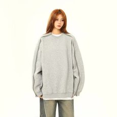 批发2024美式复古高街拉链设计感圆领卫衣男女宽松百搭打底上衣潮