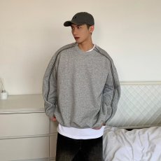 批发美式双拉链拼接卫衣男灰色高街休闲圆领廓形落肩袖重磅设计感外套