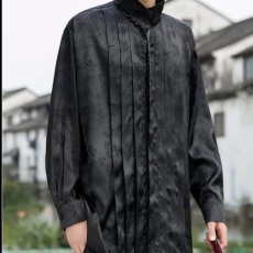 批发长袖<b class='q'>衬衫</b>男2024春夏季新款中国风盘扣<b class='q'>衬衣</b>提花宽松中山装外套