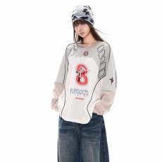 批发美式复古球衣风t恤<b class='q'>男款</b>春秋速干网眼透气长袖骑行机车服长袖女潮