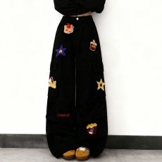 批发美式复古卡通刺绣水洗牛仔<b class='q'>背带裤</b><b class='q'>女</b>撞色设计减龄宽松连体长裤