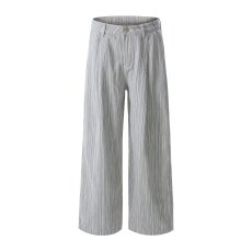 批发美式高街设计感现在秋季新款青年<b class='q'>男</b>女长裤肌理感条纹褶皱休闲<b class='q'>西裤</b>