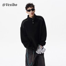 批发卫衣<b class='q'>男</b>2025新款圆领春秋装长袖T恤国潮休闲三粒扣打底衫帅气<b class='q'>体恤</b>