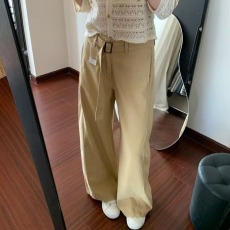 批发高腰卡其色绑带牛仔裤阔腿2025显瘦新款垂感<b class='q'>设计</b>宽松拖地裤子