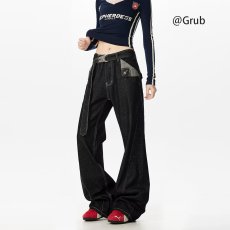 批发新因素美式高街黑色复古牛仔裤男款微喇宽松休闲<b class='q'>设计</b>潮牌vibe长裤