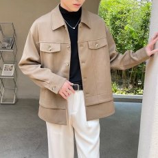 批发潮流<b class='q'>男士</b>小众翻领<b class='q'>夹克</b>衫2025秋季新款商务休闲上衣青年百搭<b class='q'>外套</b>