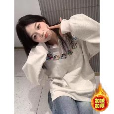 批发高街刺绣加绒连帽卫衣男秋冬加厚潮牌纯色小众高级感套头上衣