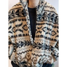 批发300斤大码男装秋冬民族风提花羊羔毛保暖潮牌宽松立领拉链厚外套