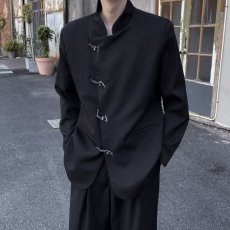 批发新中式<b class='q'>西装</b>外套<b class='q'>男</b>中国风西服高级感立领上衣垫肩中山装套装春季