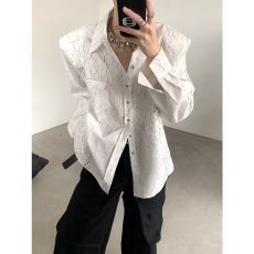 批发春夏新款肌理感裂纹翻领衬衫男高级感痞帅宽松长袖<b class='q'>情侣</b><b class='q'>款</b>百搭上衣