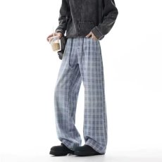批发格子宽松阔腿裤女春季新款<b class='q'>大码</b>胖mm显瘦藏肉休闲裤慵懒垂感拖地裤