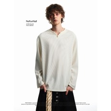 批发美式v领<b class='q'>长袖</b><b class='q'>T</b><b class='q'>恤</b><b class='q'>男</b>士2025秋季新款潮牌宽松简约打底衫