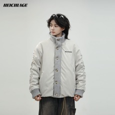 批发冬季宽松显瘦百搭针织拼接立领棉服上衣男女同款<b class='q'>情侣</b><b class='q'>棉衣</b>