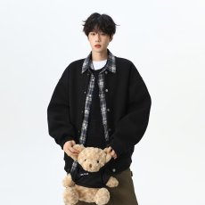 批发假两件外套男秋冬季新款保暖加厚夹克青少年胖子加肥加大大码男装