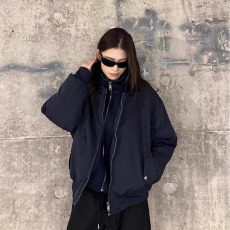 批发黑色<b class='q'>棒球</b>棉<b class='q'>服外套</b>女2024秋冬新款宽松休闲夹棉飞行员夹克