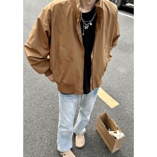 批发秋季新款日系复古宽松纯色<b class='q'>棒球</b>服休闲宽松外套百搭廓形飞行夹克