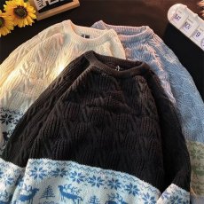 批发秋冬新款毛衣男<b class='q'>韩版</b>潮流高级感宽松慵懒风港风拼接<b class='q'>情侣</b><b class='q'>圆领</b>针织衫