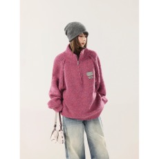 批发美式小高领拉链慵懒软糯毛衣<b class='q'>情侣</b><b class='q'>韩版</b>设计感小众通勤针织衫潮