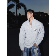 批发美式小高领拉链慵懒软糯毛衣<b class='q'>情侣</b><b class='q'>韩版</b>设计感小众通勤针织衫潮